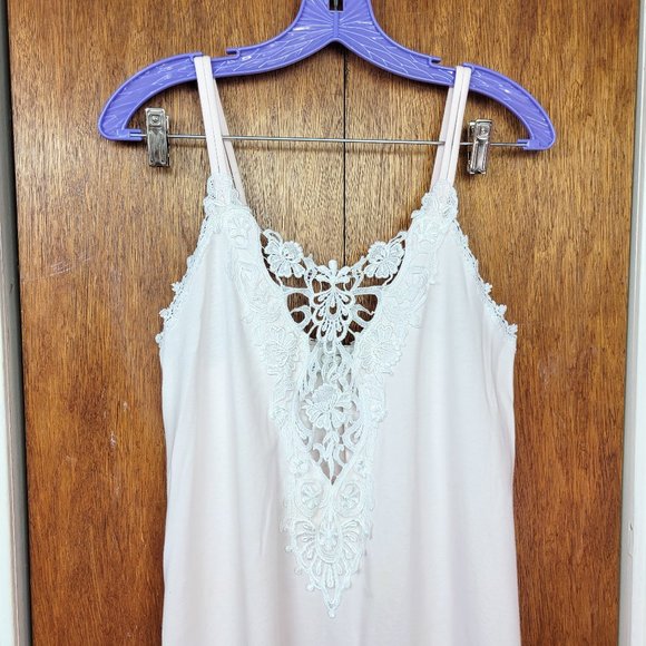 Vintage 90s Faint Pink Lace Trim Spaghetti Strap Nightgown - Picture 5 of 8